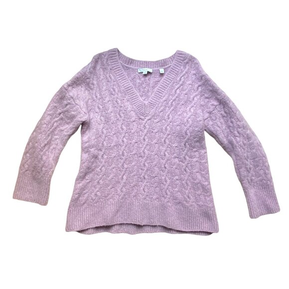 Vince Wool Alpaca Cable Knit Sweater Pink Feminine Soft Girl Quiet Luxury-M/L - Picture 6 of 13